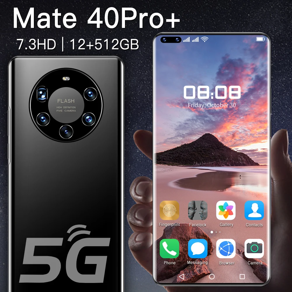Хит продаж Mate 40 Pro + 12 Гб 512 7 3 дюйма полный дисплей Android 10 0 мобильный