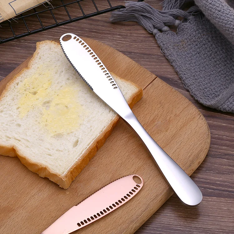 
Food Grade Stainless Steel Butter Spreader Knife 3 in 1 Multi-Function Bread Dessert Knife 