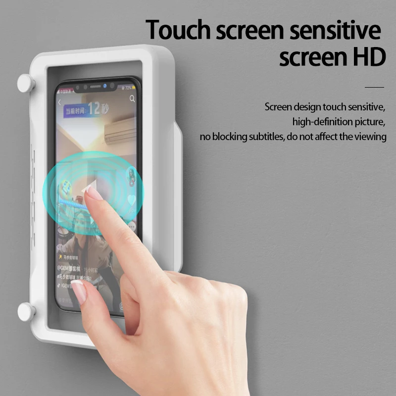 Anti Slip Shower Phone Holder Waterproof Sticky Wall Mount Anti Fog Rotate 360 degrees Mobile Phone Stand