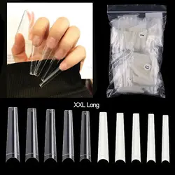new arrival customer logo label 3XL COFFIN No C-Curve ABS Super XxxLong  French Length 5.5cm  Nail Art Tips