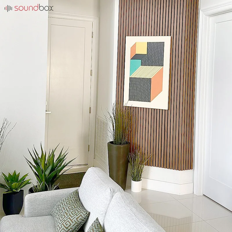 Soundbox Noise Reduction Slat Wall Panel Acoustic Polyester Wooden Felt Acoustic Privacy Panels for Home Studio