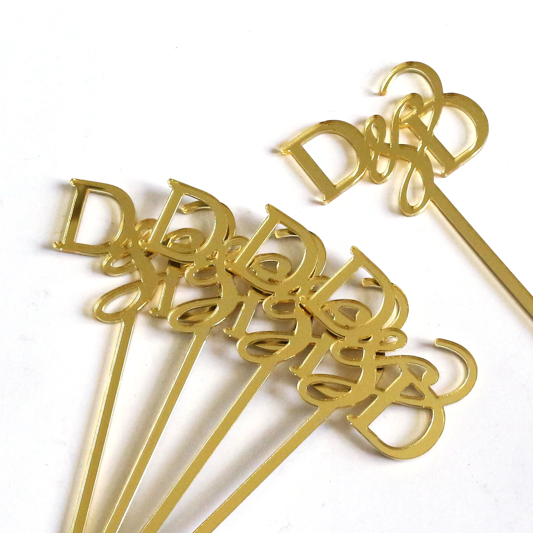 Wholesale Luxury Gold Mirror Acrylic Customized Text Drink Sticks For Home Bar Party 3mm Fashion Design Swizzle Stirrers
