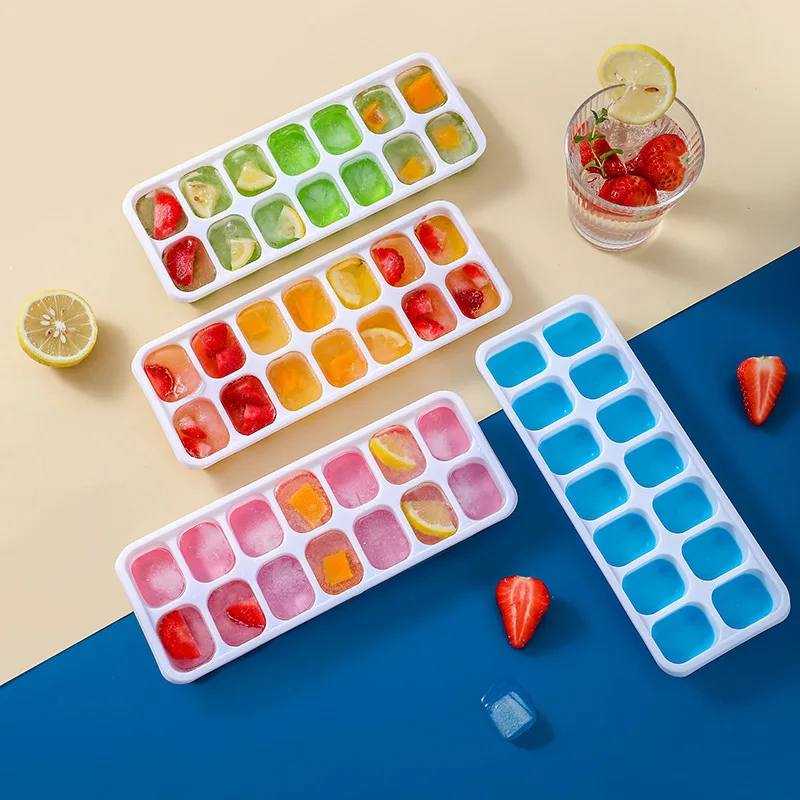New Silicone Ice Tray Mold Box Ice Cube Maker 14 Grid Non-toxic Durable Bar Pub Wine Ice Blocks Maker Kitchen Tools Accessories