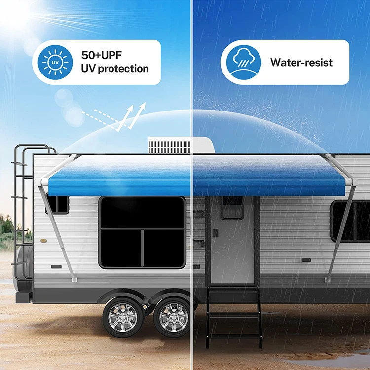 HOMFUL RV Accessories Cassette Retractable Motorhome Awning Fabric Camper Trailer Caravan RV Awning
