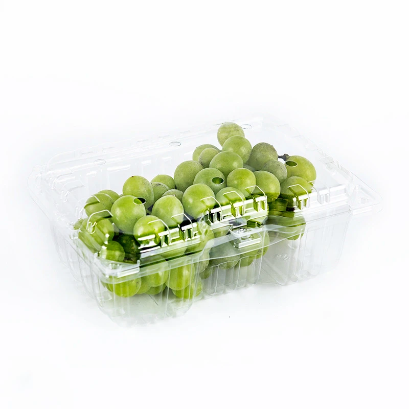 Disposable PET Transparent Clamshell Grape Fruit Packaging Boxes Clear Fruit Plastic Blister fruit hinged container