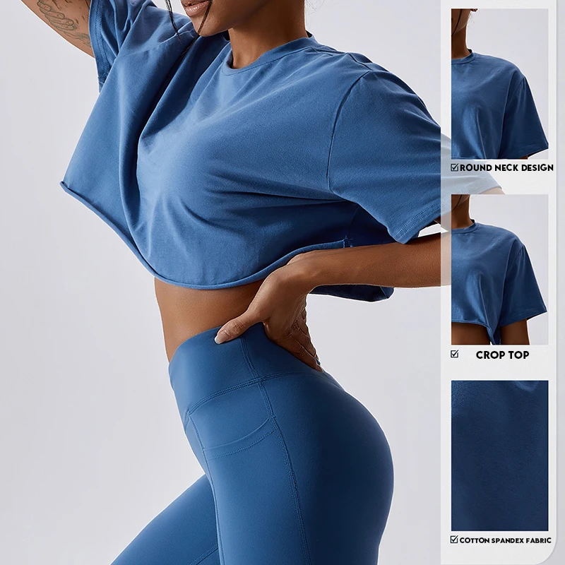 Running T-shirts Gym Top Women Crop Top Fitness Training Yoga Clothing Sport Top For Women Workout Ladies Sports Shirts