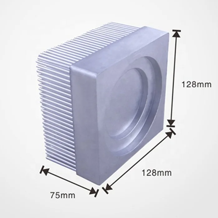 Custom square 128mm  Aluminum CPU Lamp  round Pin Fin Cold Forging Heatsink for computer