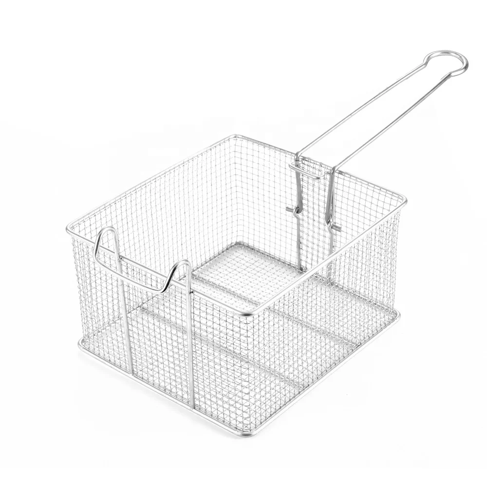 Food Grade 304 Cooking Kitchen Taco Stainless Steel Basket French Fry Air Fryer Non-Stick Fry Basket