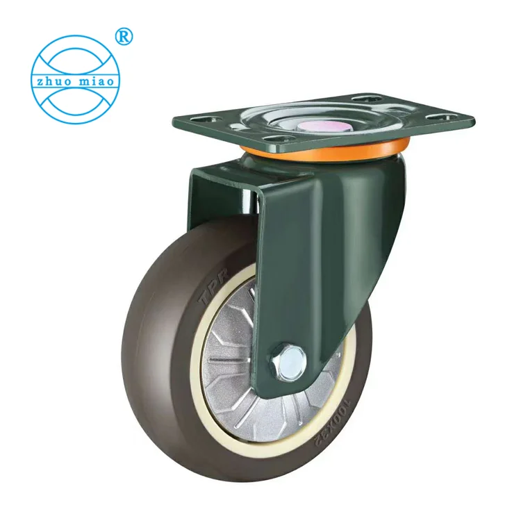 Caster factory Swivel 4 inch silent casters with brake rubber wheels furniture soft rubber does not hurt the ground pulley