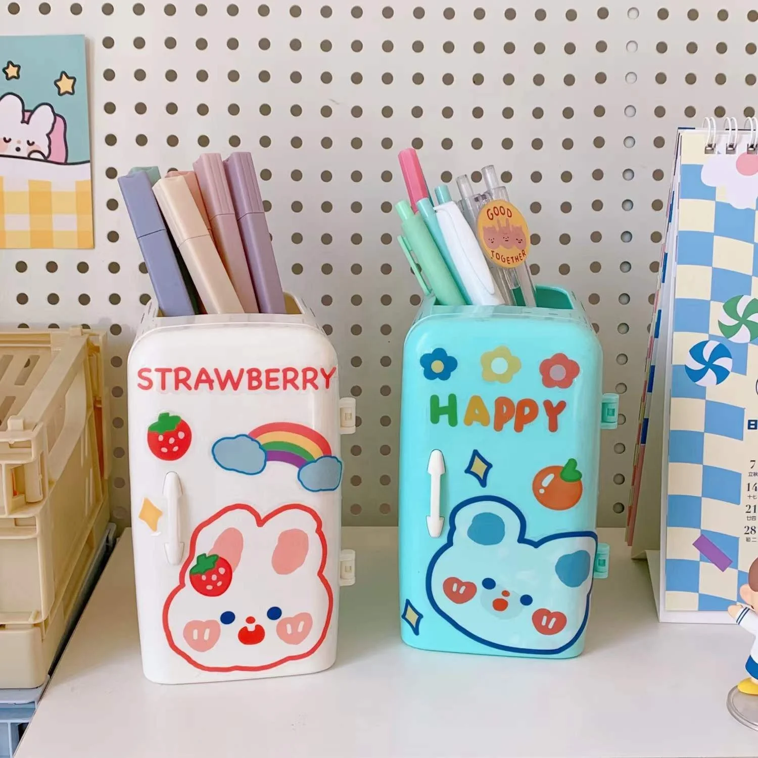 Creative simple candy color small pen holder box Christmas gift stationery student