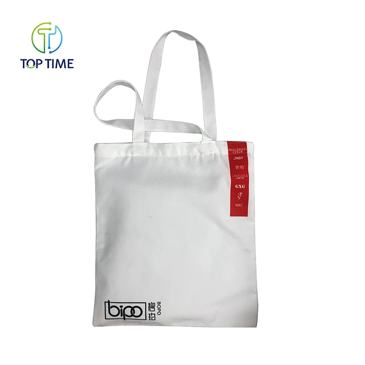 Custom logo printed 12oz white color cotton canvas makeup tote bags