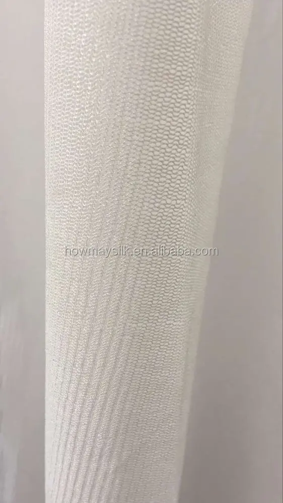 Howmay 100% pure silk tulle fabric 30gsm 135cm white silk knitted transparent soft tulle fabric for wedding dress evening gown