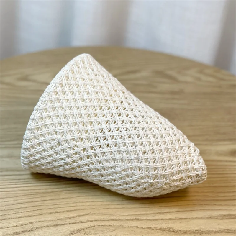 Straw Floppy Top Summer Foldable Dome Bucket Hat Hollow Out Plain Beach Caps Handmade Crochet Soft Women Hat