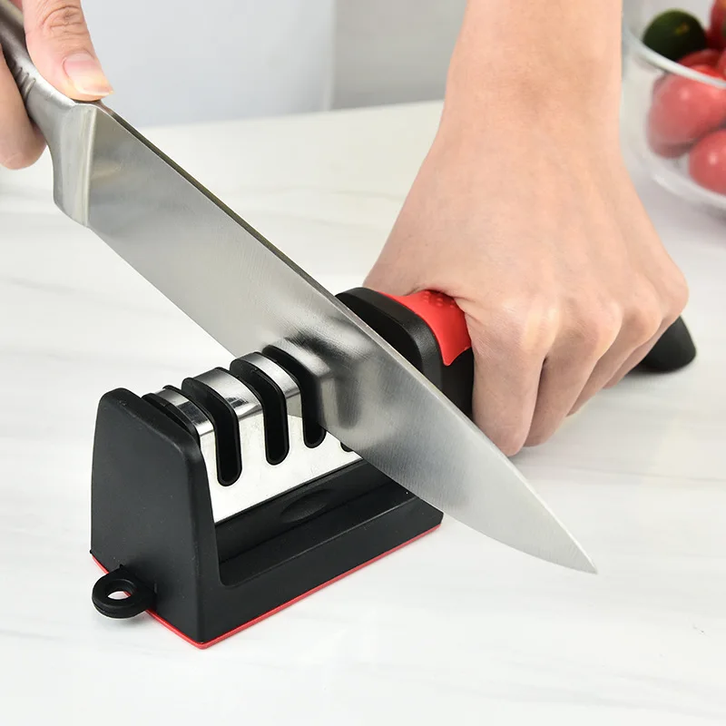 Kitchen Accessories Manual Stainless, Steel professional 3-section Handheld Non slip Rubber handle Knife Sharpeners/