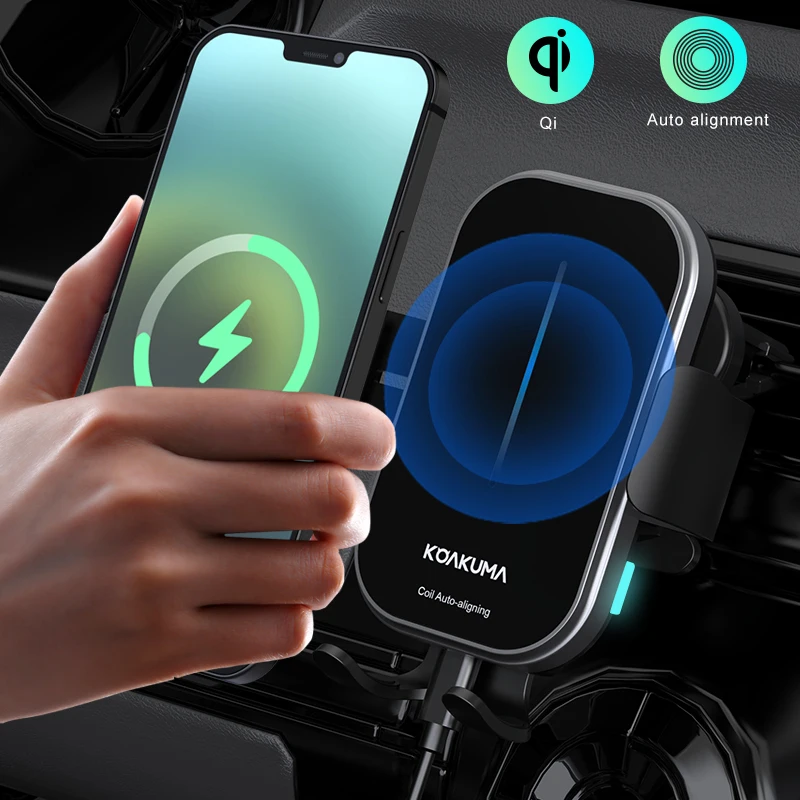 15W QI Fast Wireless Charging 360 Rotation Air Vent Suction Cup Electric Car Phone Holder Mount for Smartphones