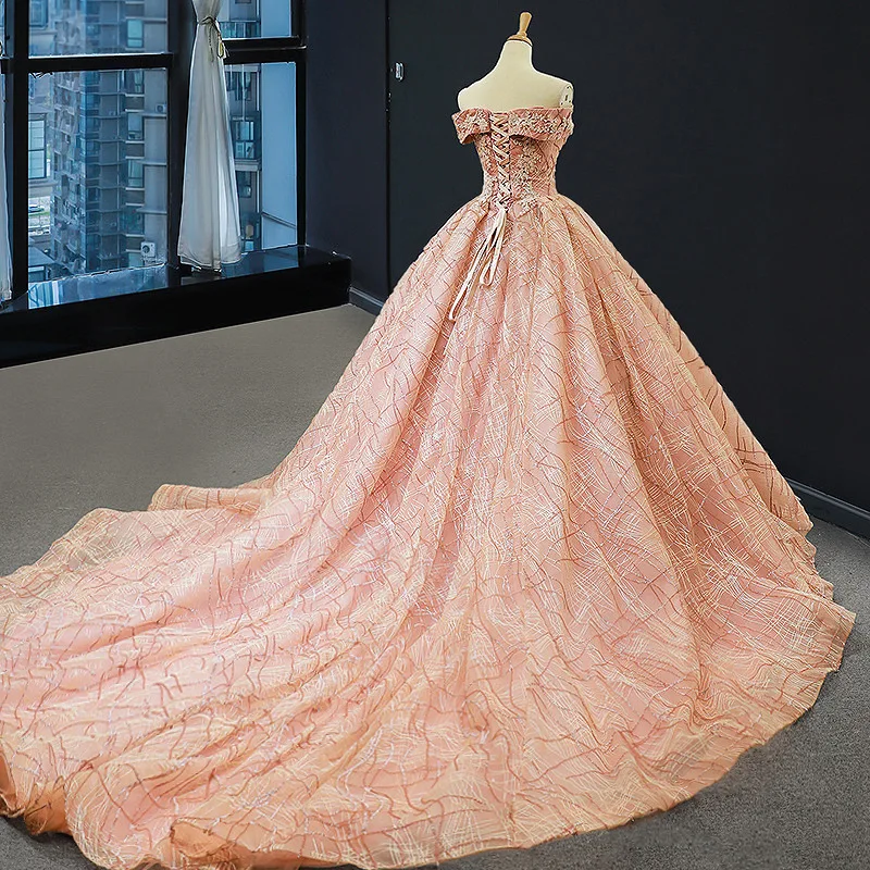 Pongee Skirt 2024 European and American Bridal Dinner Dance Art test Performance Evening Gown
