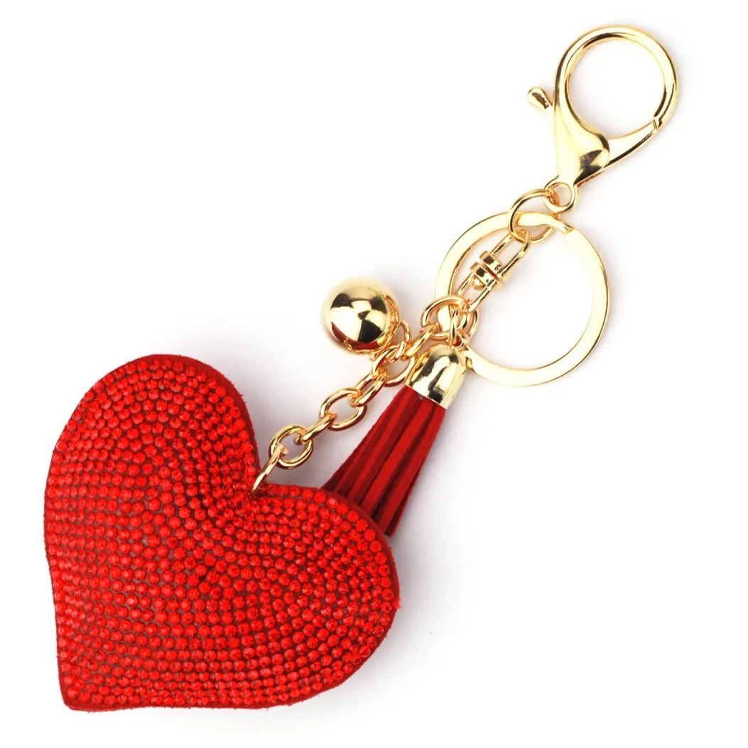 Direct Selling Love Heart Shape Single Color Keychain Bag Charm Pendant Cute Modern Key chain Tassel Keyring