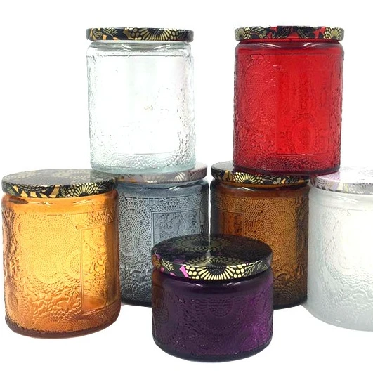 Luxury Candle Glass Jar 3oz 8oz 10oz  glass holder Colored Glass Jar for Candle 3oz 8oz 10oz