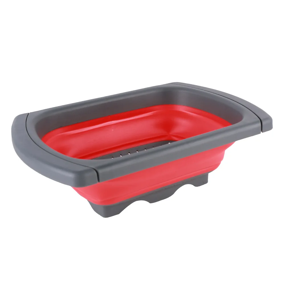 Kitchen Gadgets Filter Basket with Handle Folding Strainer for Kitchen Collapsible Silicone Colander Strainer