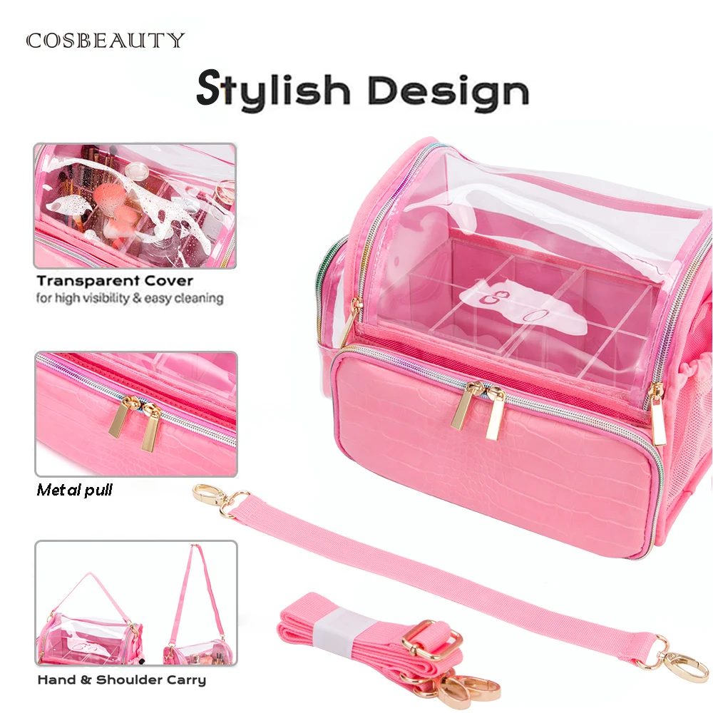 Pink Waterproof Cosmetic Holder Organizer Bag Cosmetic Brush vanity cosmetic beauty makeup  case pouch box bag