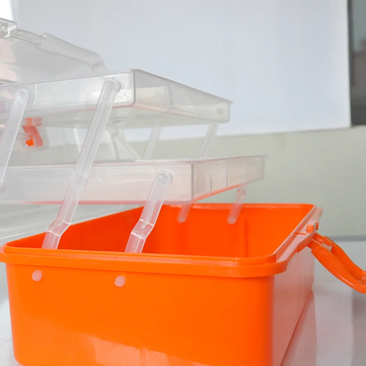 Craft Organizers  Plastic Box with 3-Tier Fold Tray,Art Supply Storage Organizer Box,Sewing Box