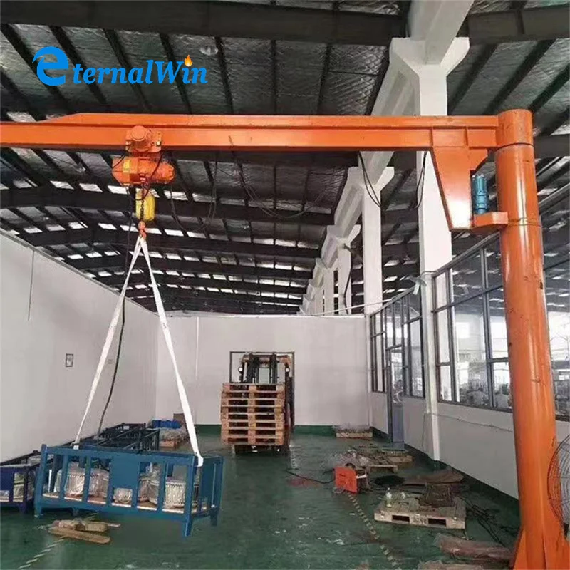 5 ton 6 ton electric lifting free standing marine jib crane with mobile electric chain hoist price