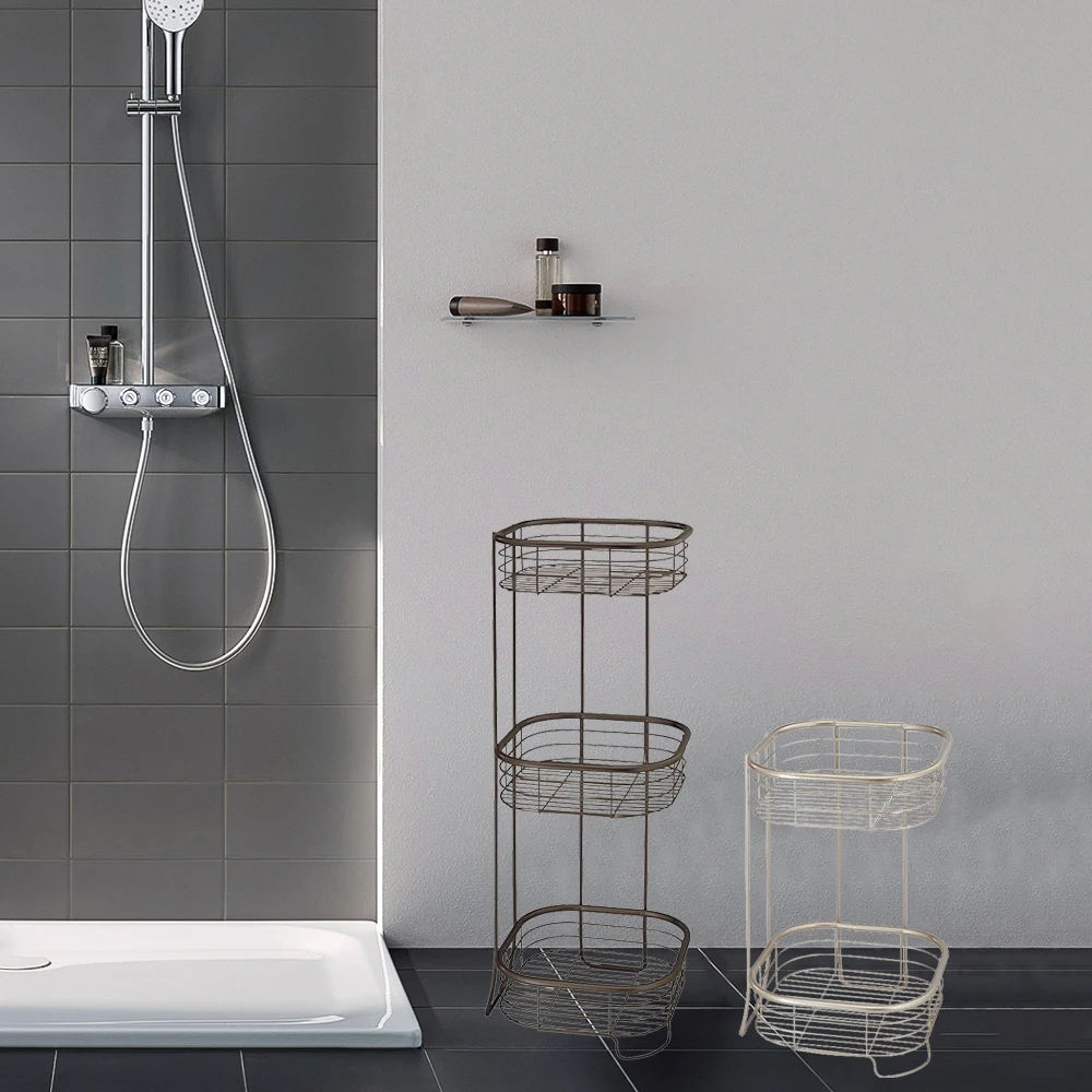 Floor Standing 3 Tier Shower Caddy Shelf Organiser Spa Towel Bathroom Essential Holder Bath Shelf For Trivet Stand