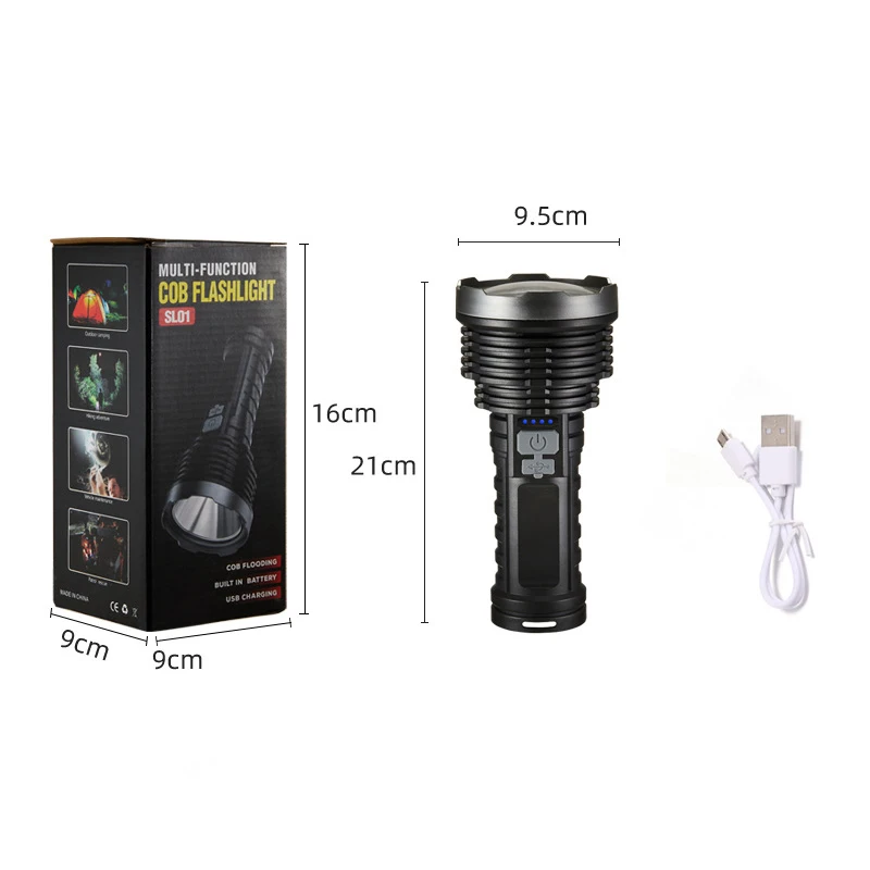 Helius Wholesale Strong Light ABS Telescopic Zoom USB Rechargeable Outdoor Work Searchlight Long Shot LED Flashlight