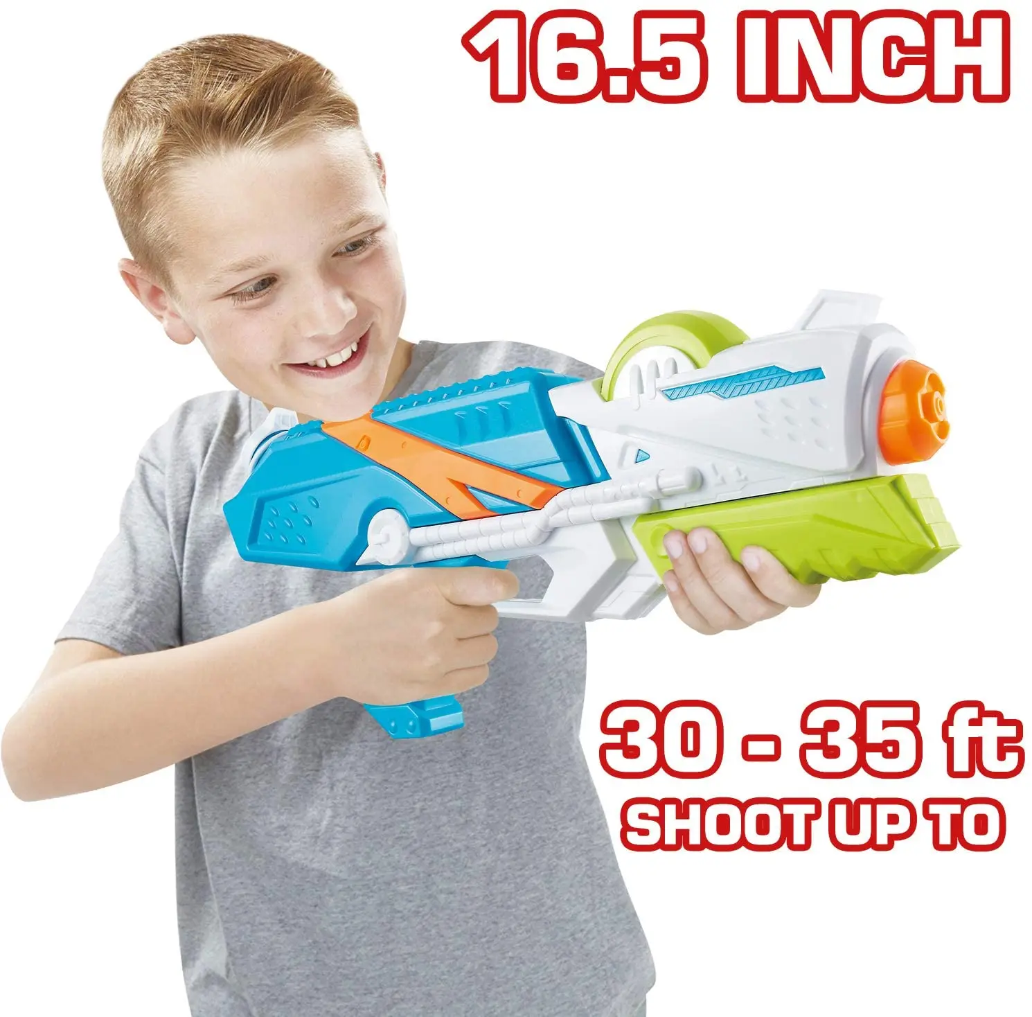 1000ML Water Blasting Gun Pump Pressure Water Soaker Squirt Guns Blaster Toys Water for Kids, Shoot 9M