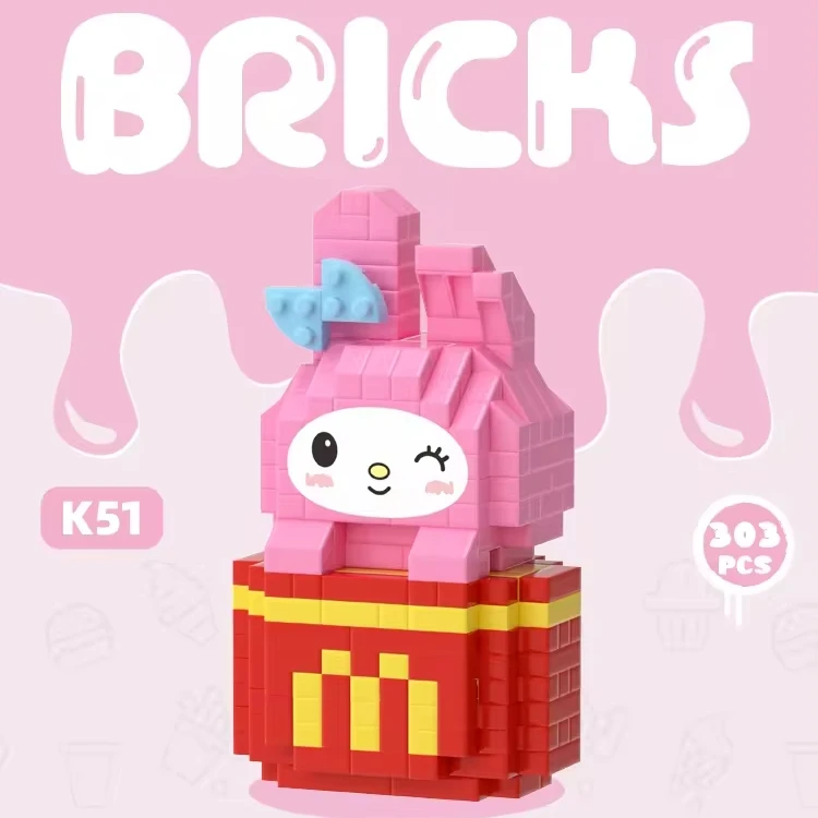 New Cartoon Mini Block Jade Gui Dog Kuromi Model Assembly Toy Birthday Gift Set Toy For Children Action figure gift