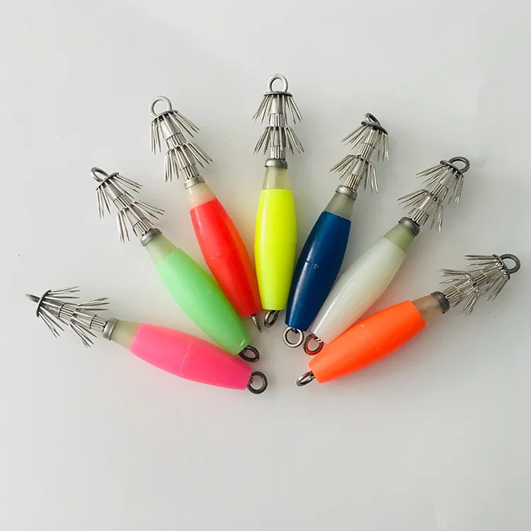 Glow Squid Jig Luminous Squid Hooks Lure Fluorescent Fishing Cuttlefish Sleeve Squid Jig Baits Night Fishing Octopus Lures
