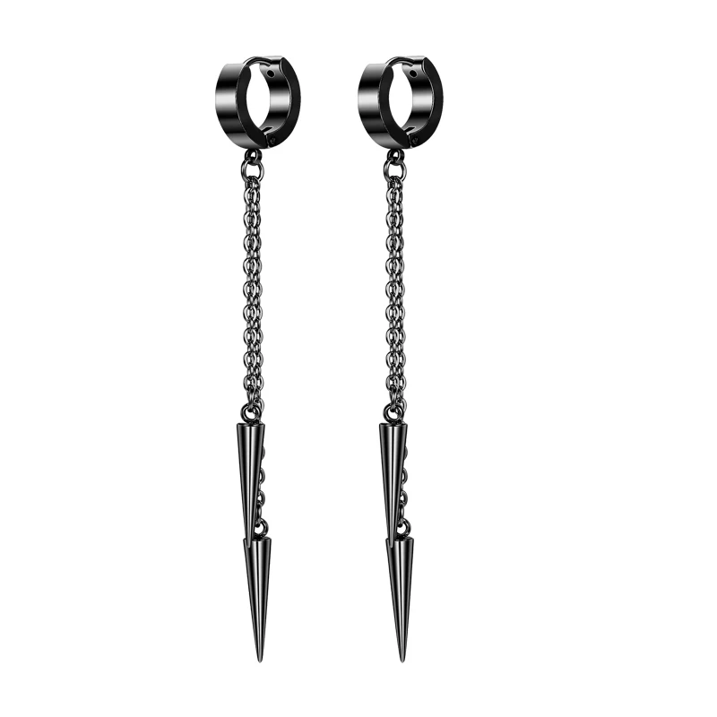 Fashion Black Stainless Steel Cross Men Earrings Hoop Punk Jewelry