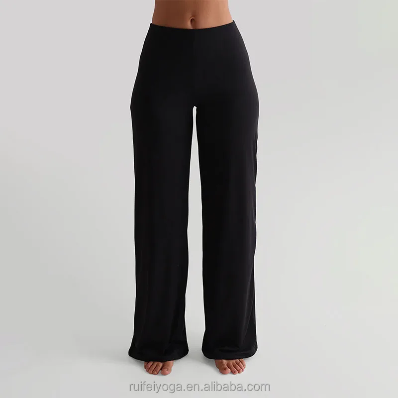 Wholesale Custom Logo Polyester Spandex Stretchy High Waist Flare Yoga Legging Wide Leg Pants Women Gym Sports Flared Yoga Pants