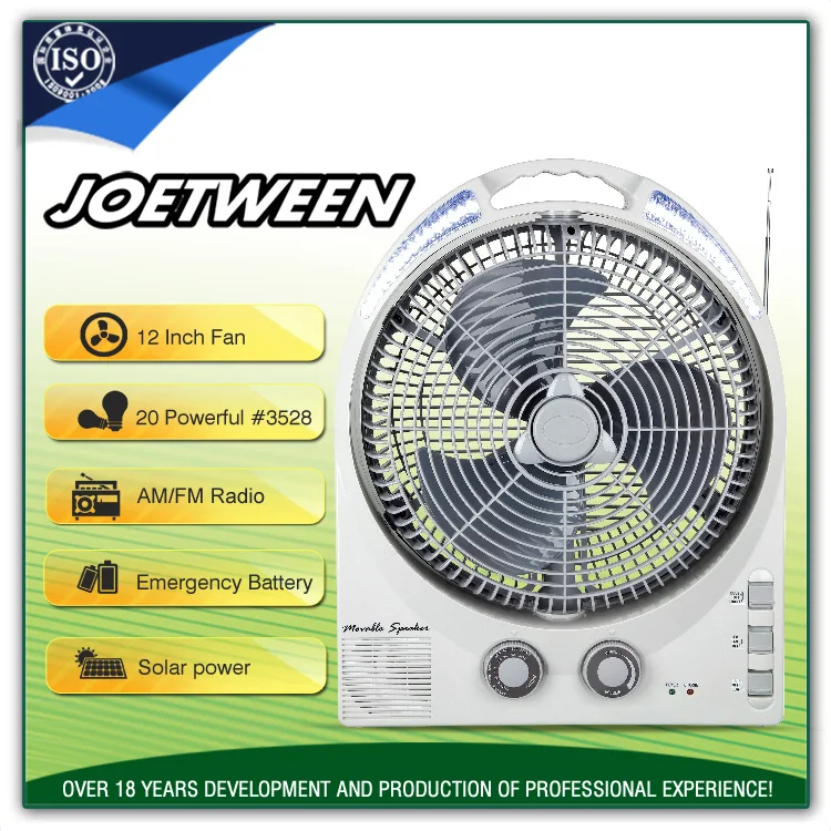 teyoza China rechargeable solar box fan with solar energy system and FM radio