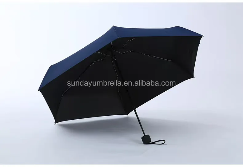 SD Custom Compact 5-Fold Rain Umbrella Super Light Plastic Handle Small Size Sun Protection Beach Custom Logo Printing