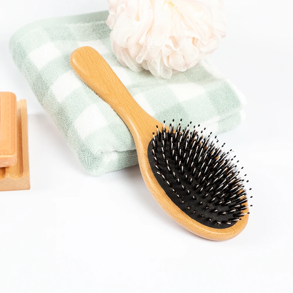 Boar Bristle Hair Brush Natural Beech Comb Hairbrush for Curly Thick Long Dry Wet Hair Detangler Massage Brushes