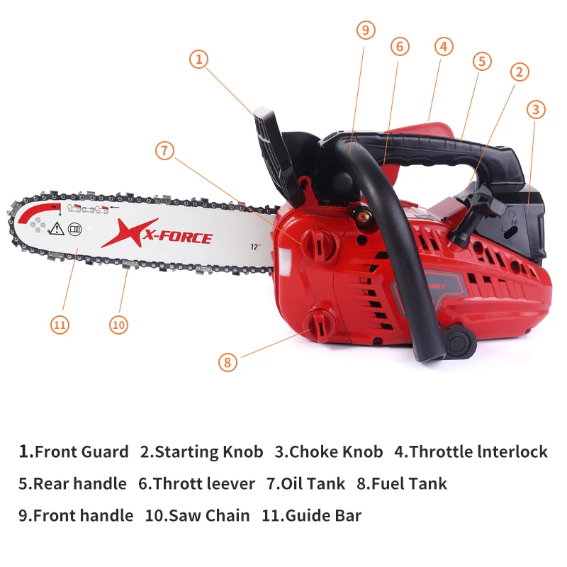 Zhonger 25.4cc Bamboo Cutting Machine 900w Professional Small Size Portable Gasoline Chainsaw For Sale