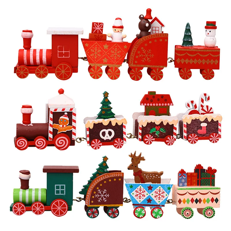 Wooden Christmas Train Toys Montessori Educational Wood Toys for Toddler Christmas Thomas Train Toy for Children Christmas Gifts