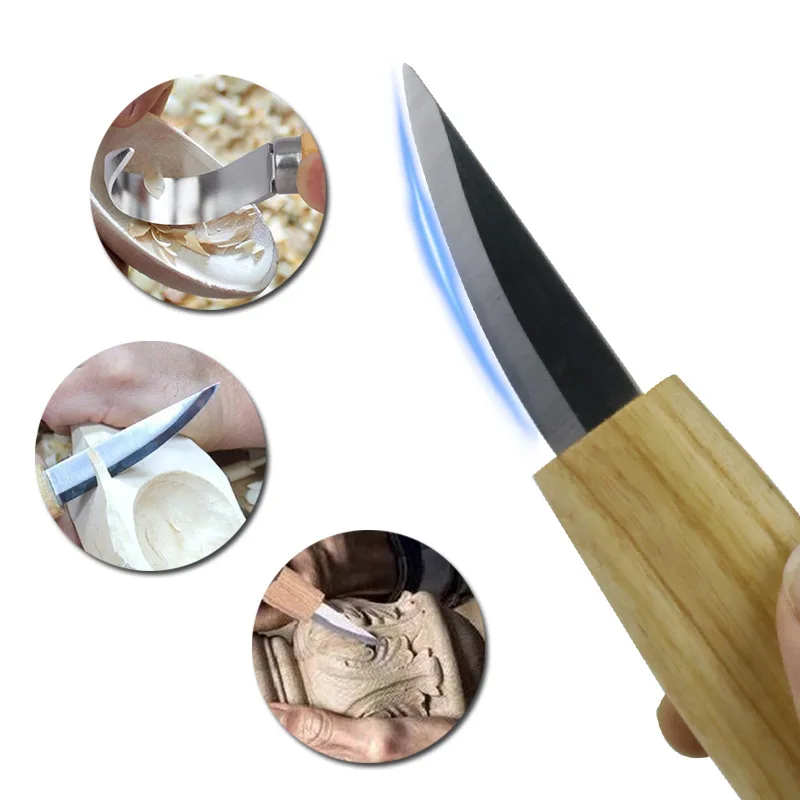 Hot Sale 5 in 1 Walnut Carving Knife Hand Carving Pattern Tool Wood Sharpener Wood Scraper Woodworking Carving Set