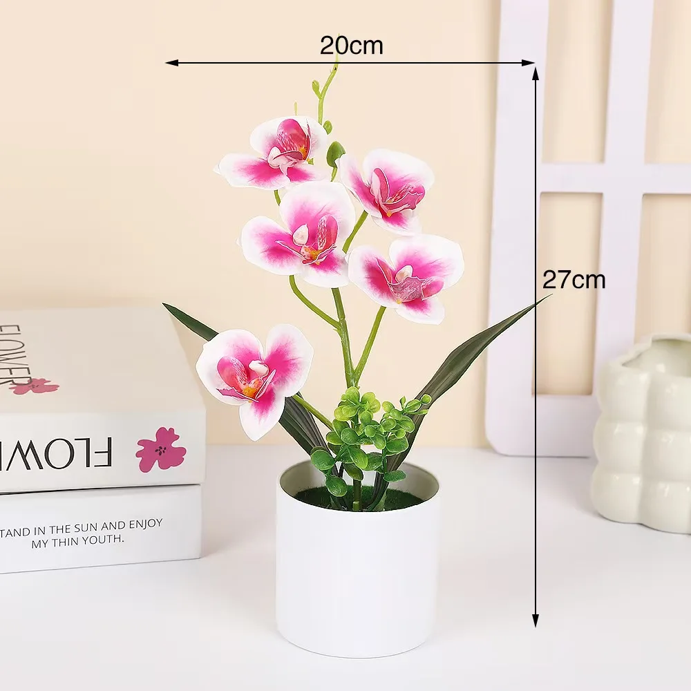 Artificial plant indoor 5 Phalaenopsis simulation pot home office decoration small pot tabletop decoration