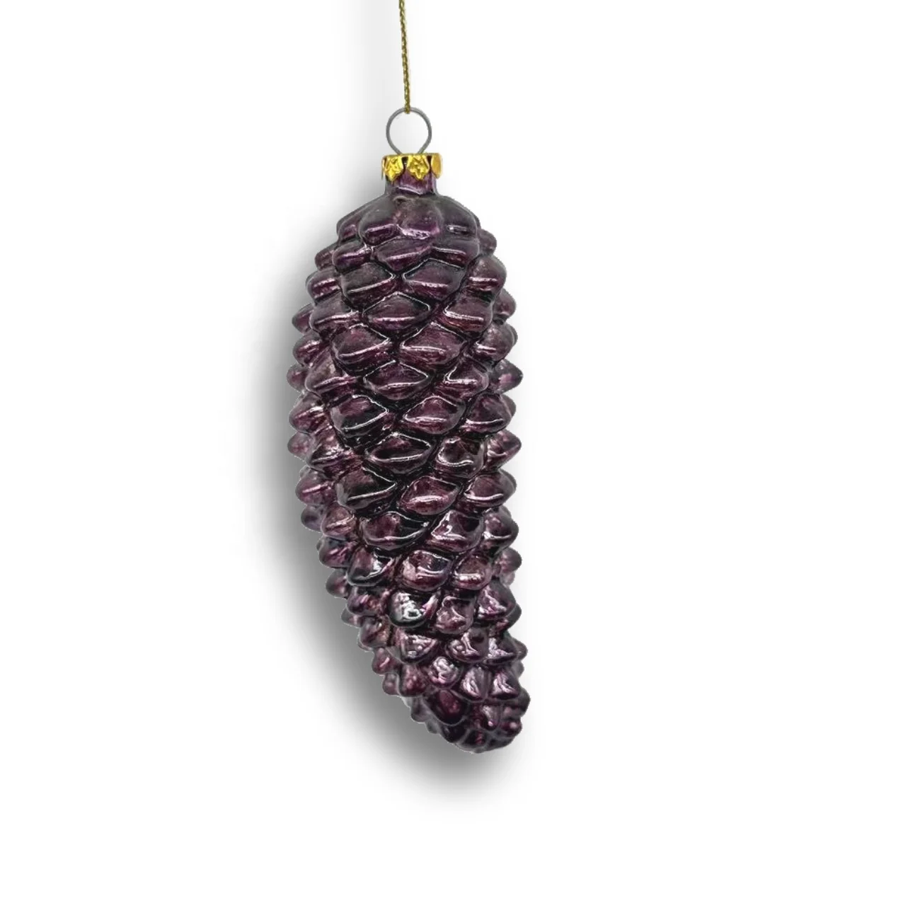 BSCI company Christmas glass ornaments handmade home party decoration Christmas tree colored pine cone glass ornaments