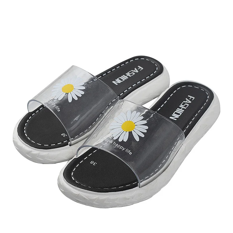 New Design Clear Daisy Lace Slippers Outdoor Indoor Slippers for Ladies