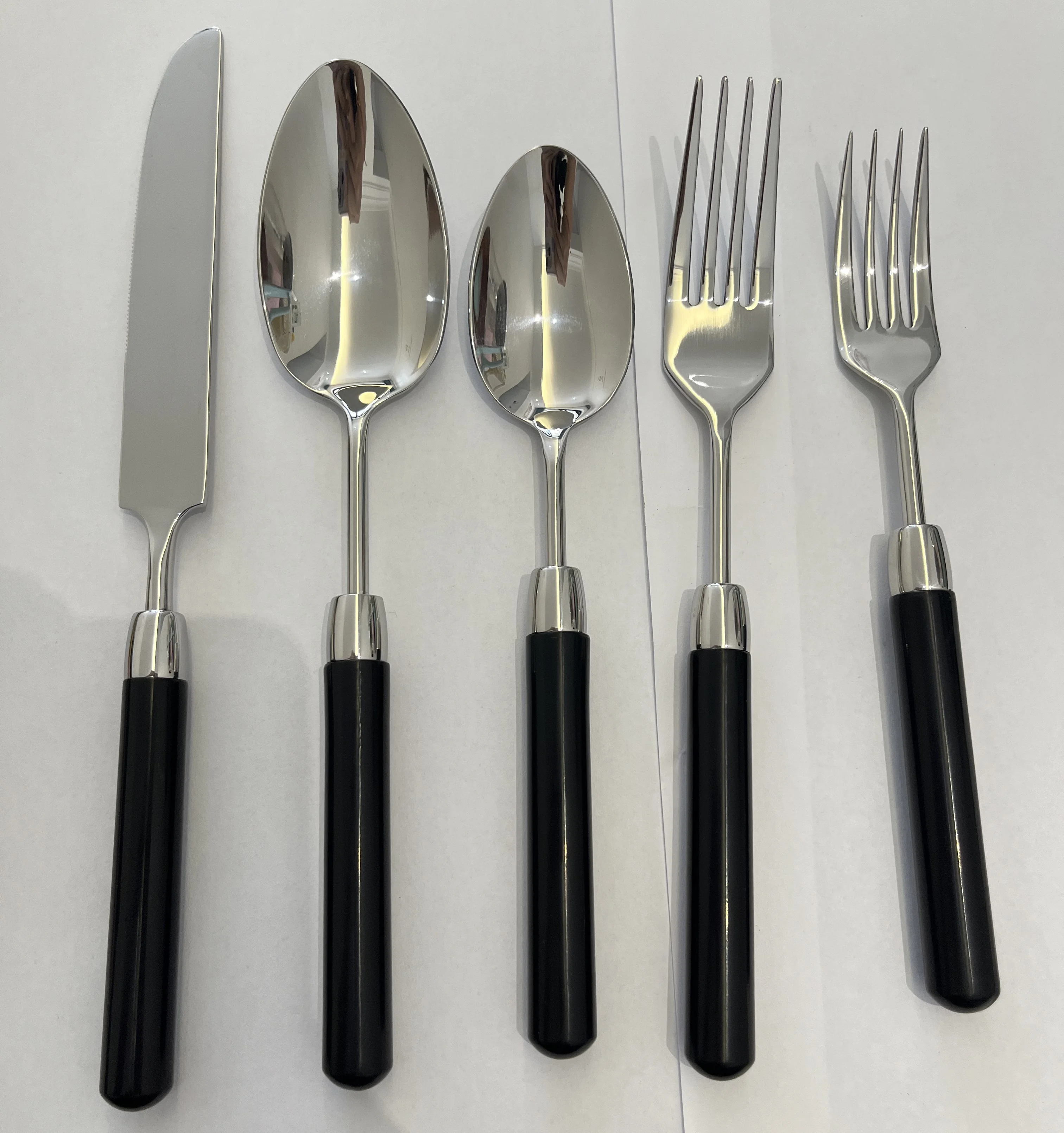 wedding stainless steel 304 pink ivory black olive green cutlery flatware  plastic acrylic abs round handle silverware