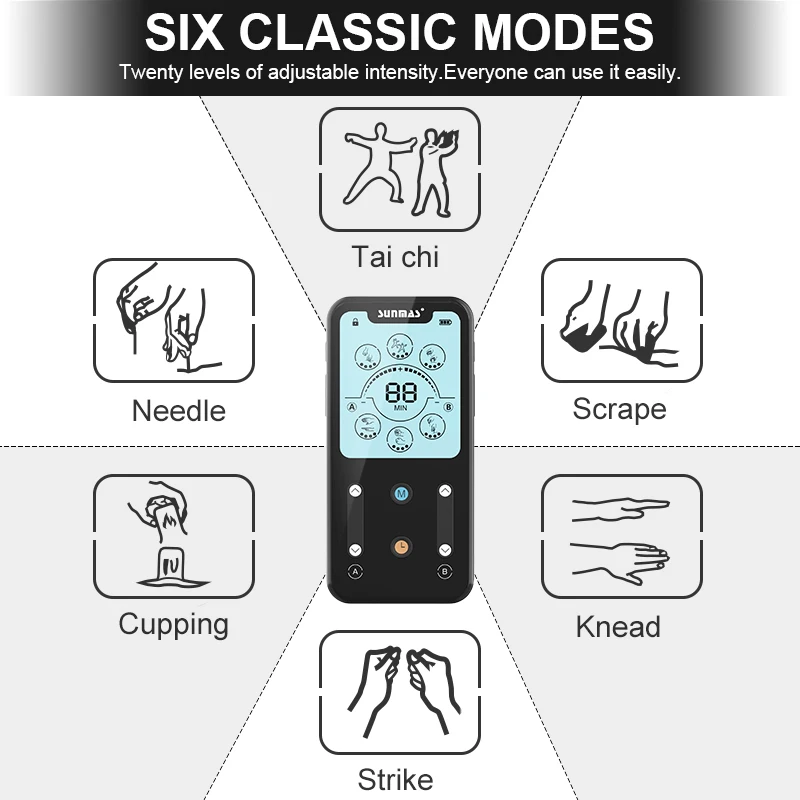 Body massage safe mini tens unit include electrode pads tens ems 24 modes