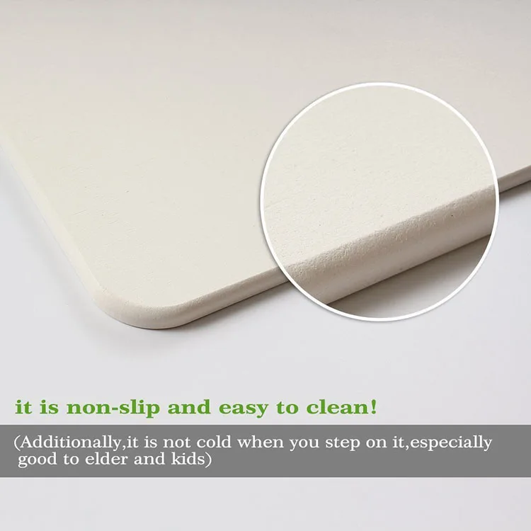 Latest Classic Fast Water Drying Ultra Absorbent Non-Slip Solid Grey Bath Mat Customized diatomaceous earth Stone Mat