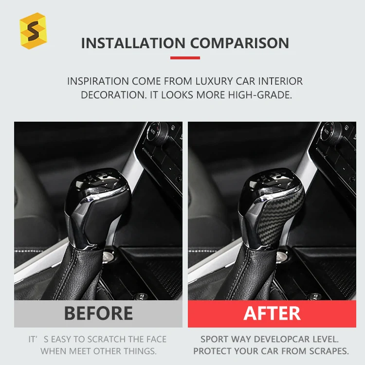 Es Carbon Fiber Interior Accessories POLO T-Cross Gear Shift Knob For VW 2019+