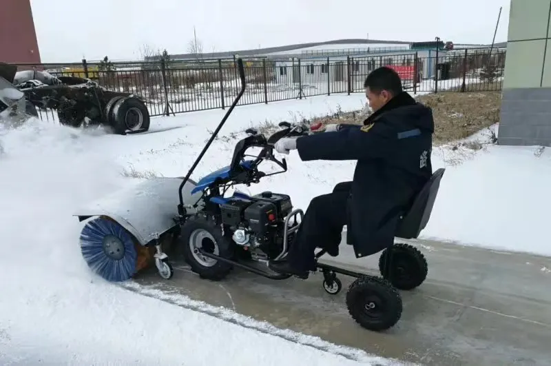 hand push diesel snow broom sweeper with Variety of snow removal accessories