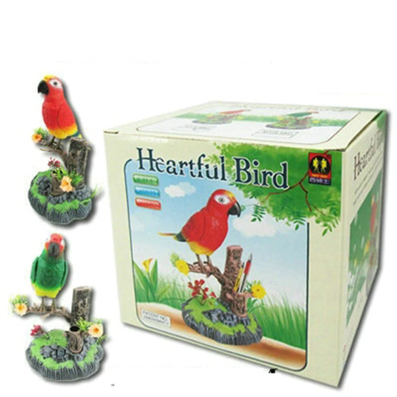 Hot selling boutique simulation Bird Kids Toy voice control double parrot electric toy bird business gift home office decoration