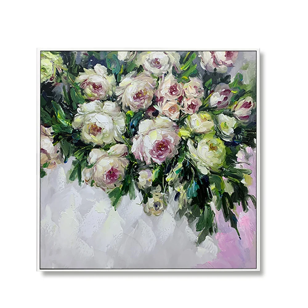 Home Decor Texture Hand Paintings Canvas Abstract Flowers Wall Art Hand Painted Flower