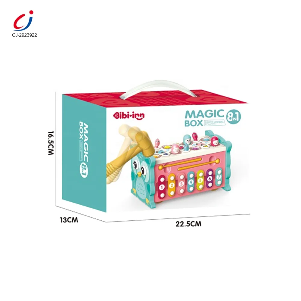 Chengji 2024 new arrivals children educational 6 in 1 magic box whack a mole montessori toys activity cube for toddler